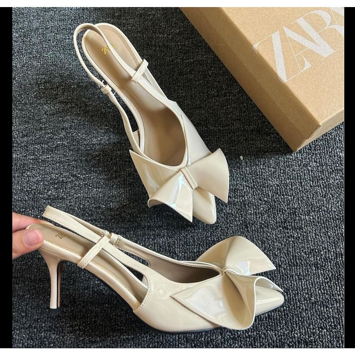 Zara ZARA Faux Patent Leather Slingbacks Size US 7.5 / IT 37.5 - 4 Thumbnail