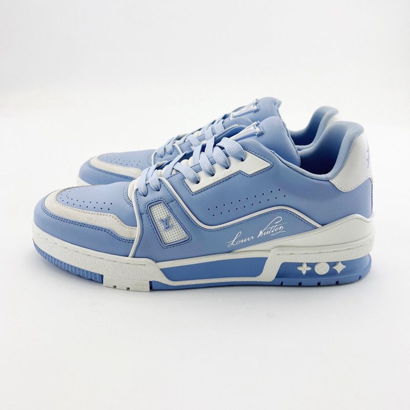 Louis Vuitton Louis Vuitton Blue Leather Low-Top Trainer Sneakers -2508 Size US 8.5 / EU 41-42 - 1 Thumbnail