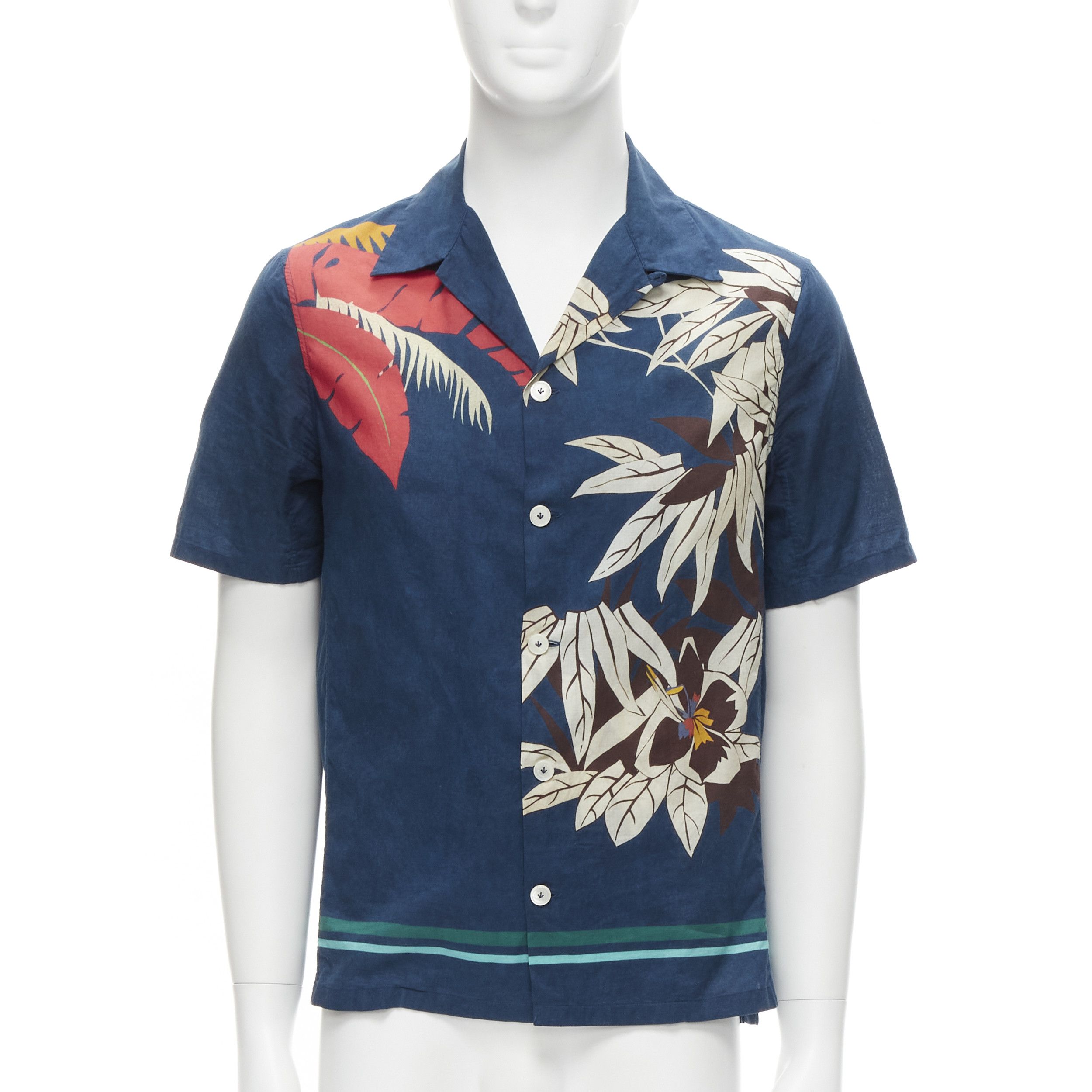 VALENTINO 100% cotton blue Hawaiian floral print button down shirt EU37 XS