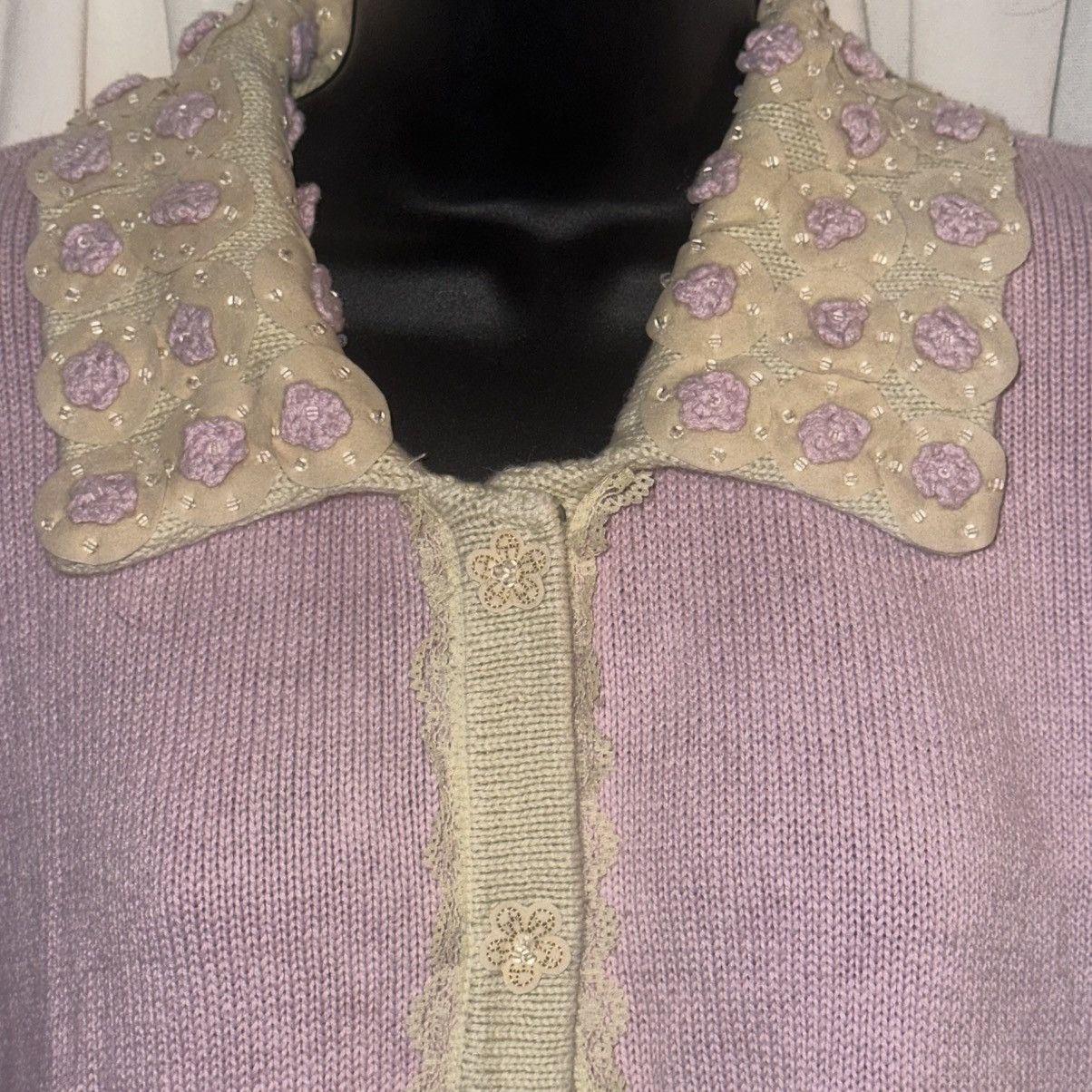Vintage Vintage Storybook Knits pink floral cardigan sweater Size L / US 10 / IT 46 - 10 Thumbnail