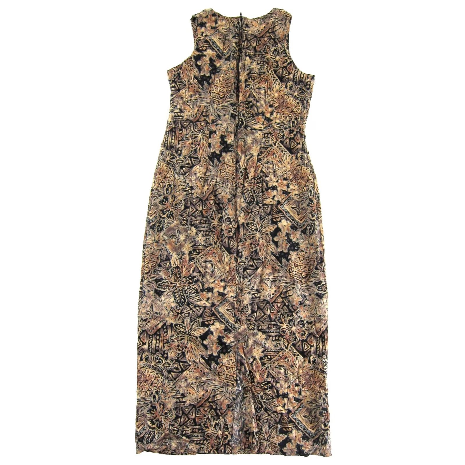Hilo Hattie VINTAGE Hilo Hattie Dress Hawaiian Floral Rayon Midi Tank Dress Brown Black Medium Size M / US 6-8 / IT 42-44 - 2 Thumbnail
