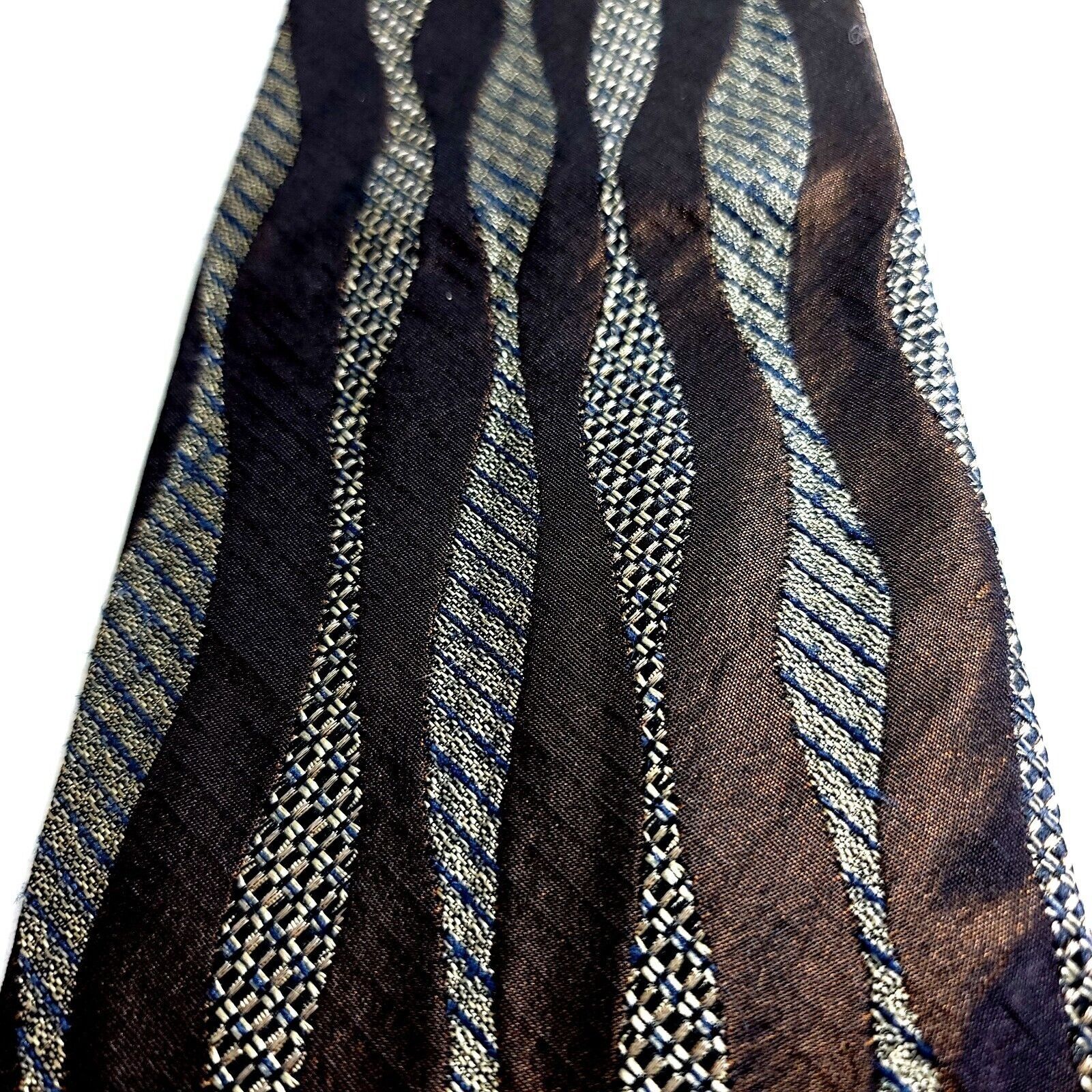 Designer Daniel Craig Brown Gray Metallic Woven Abstract Wide Silk Ti Size ONE SIZE - 2 Thumbnail