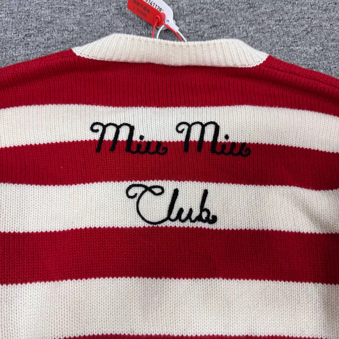Miu Miu MIU MIU red white stripe V-neck tie-front knit 99 new Size XS / US 0-2 / IT 36-38 - 6 Thumbnail