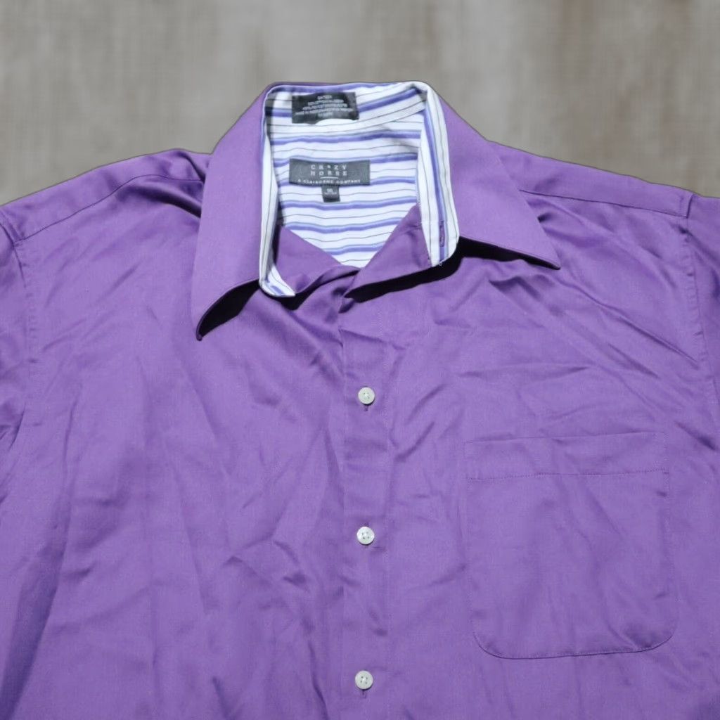 Vintage Crazy Horse Shirt Mens Regular 16 Purple Button-Down Dress Shirt 100% Cotton 32/33 Size 16 32/33 Purple Men’s Formal Shirt Size 40R - 1 Thumbnail
