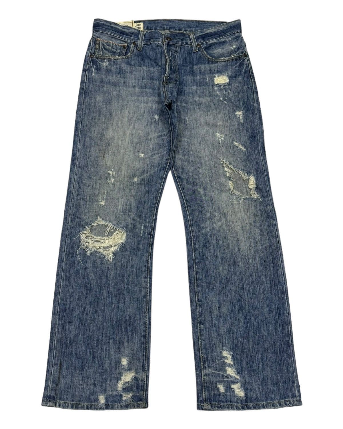 Abercrombie & Fitch ABERCROMBIE & FITCH DISTRESS BAGGY FLARE DENIM JEANS Size US 32 / EU 48 - 1 Thumbnail