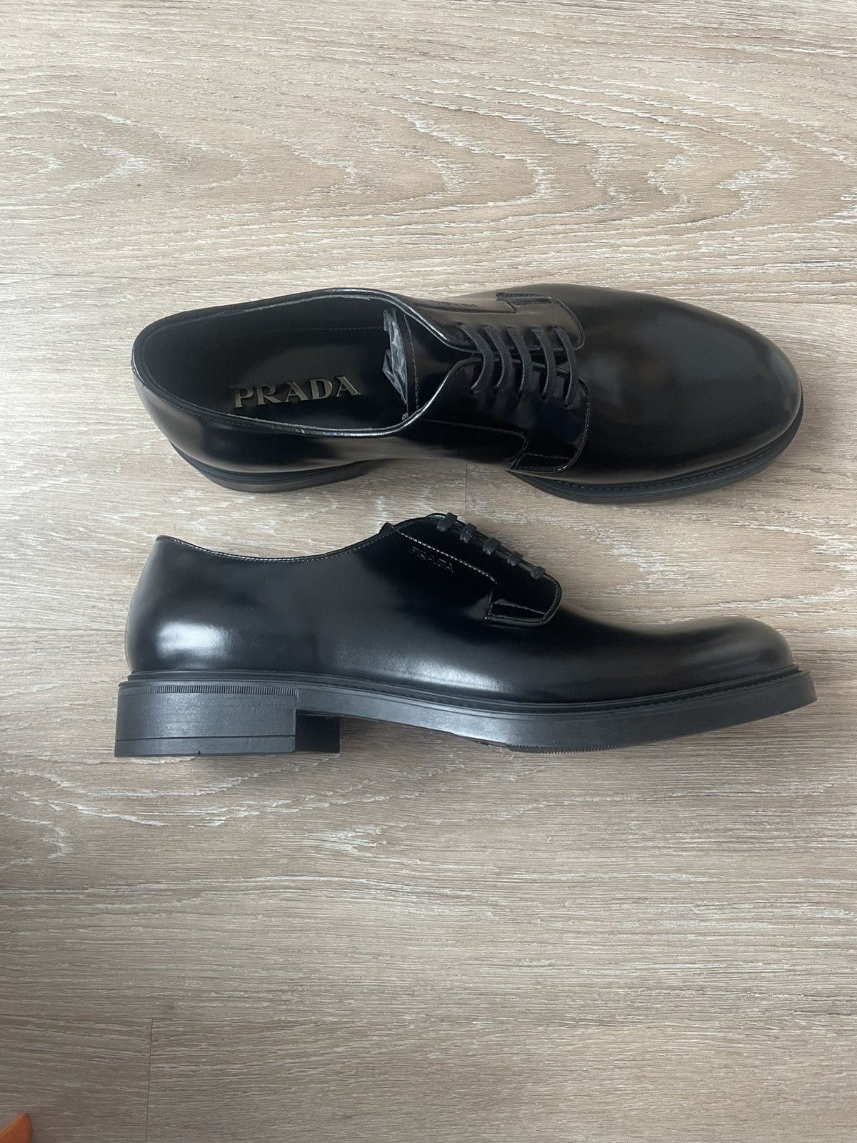 Prada Brushed leather derby lace up shoe