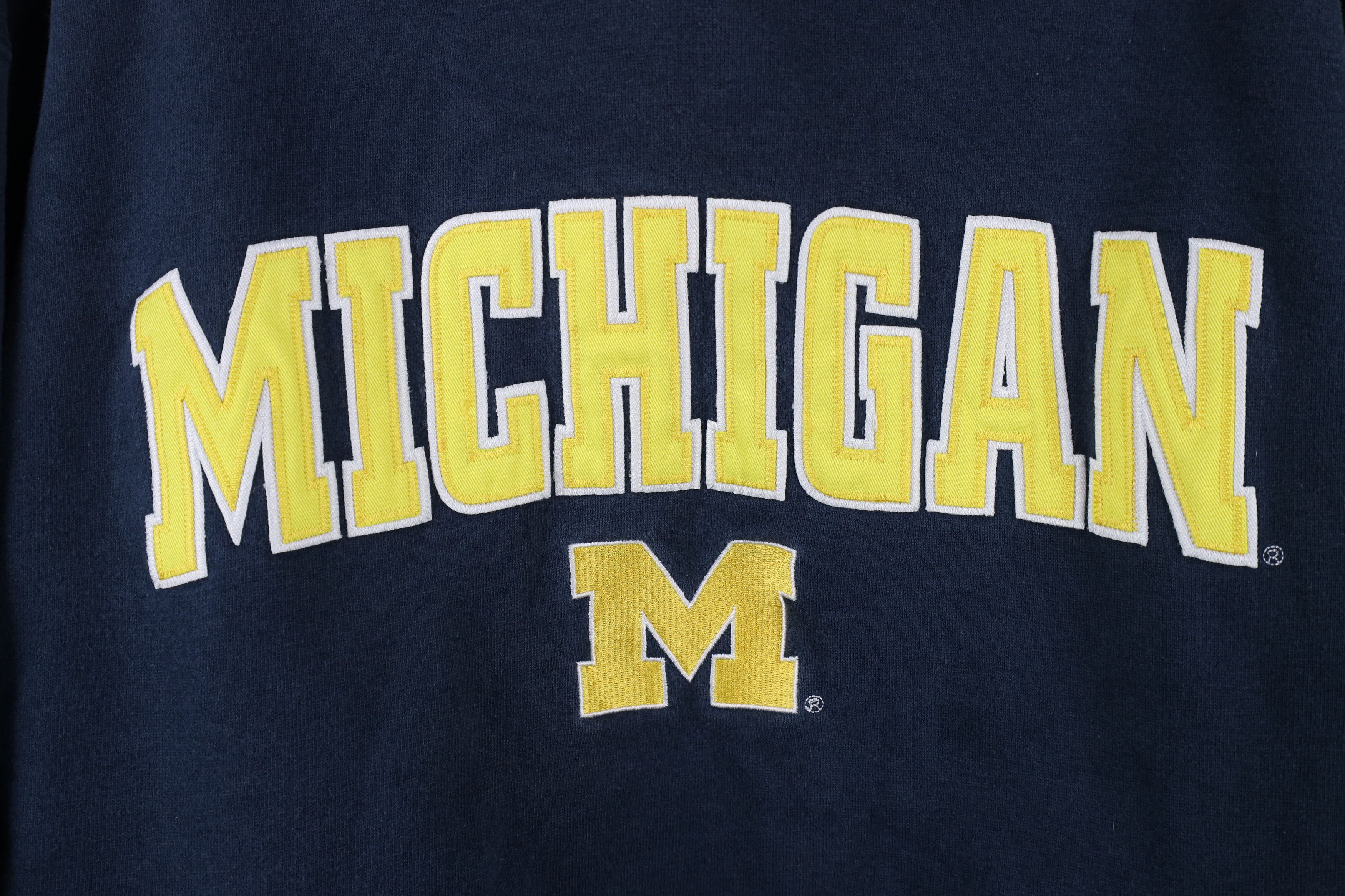 Vintage Vintage 90s University of Michigan Hoodie Sweatshirt Blue Size US L / EU 52-54 / 3 - 4 Thumbnail