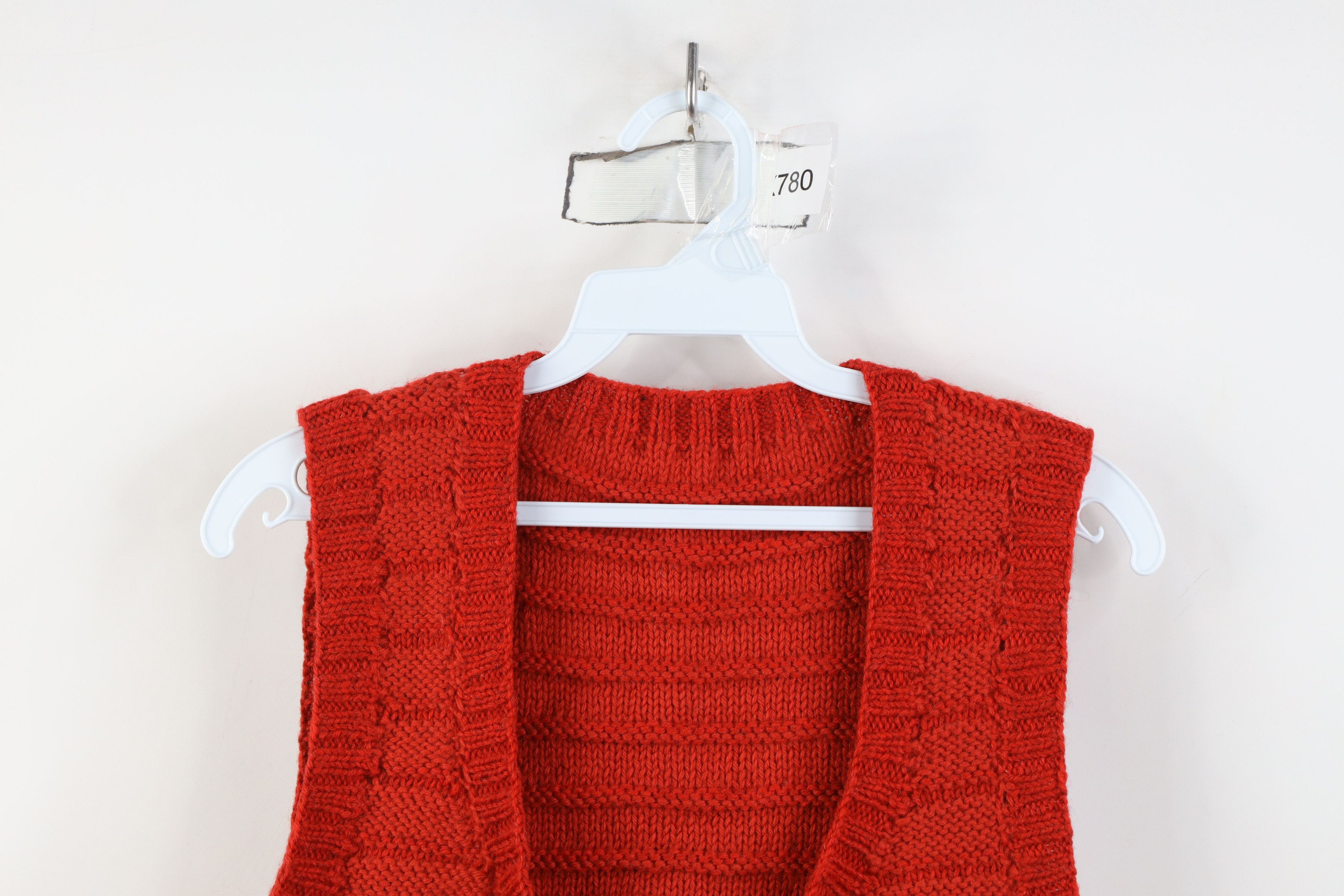 Vintage Vintage 60s Streetwear Crochet Open Front Sweater Vest Red Size S / US 4 / IT 40 - 2 Thumbnail