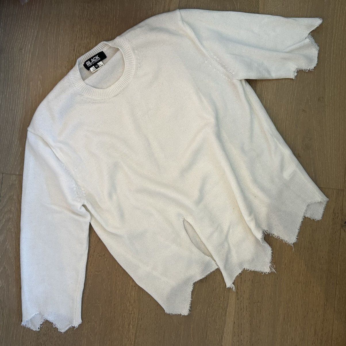 Comme des Garcons Comme Des Garçons white lame rib knit sweater Size US M / EU 48-50 / 2 - 1 Thumbnail