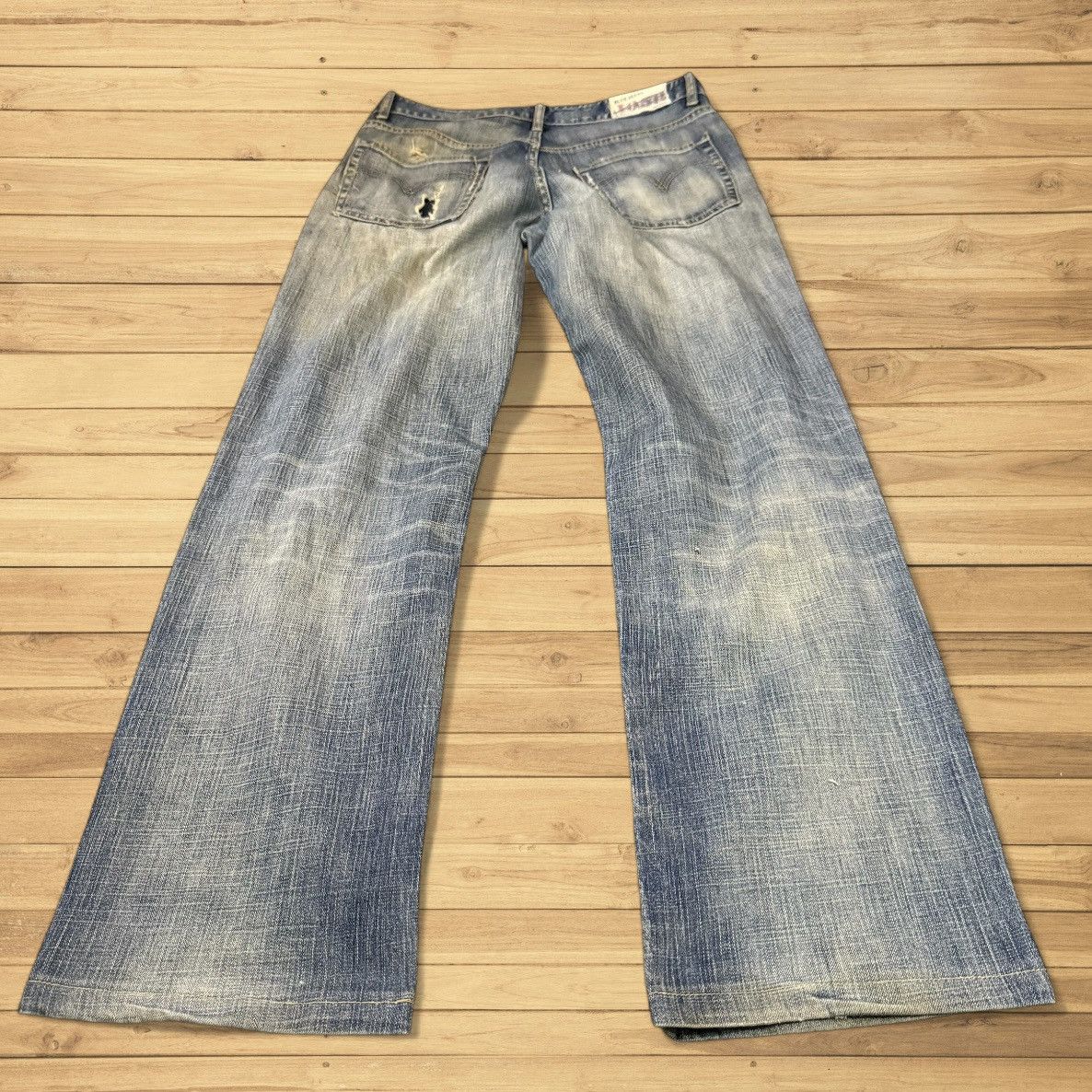 Seditionaries 🔥 Y2K Distressed J950 WideLeg Thrashed Denim Size US 32 / EU 48 - 2 Thumbnail