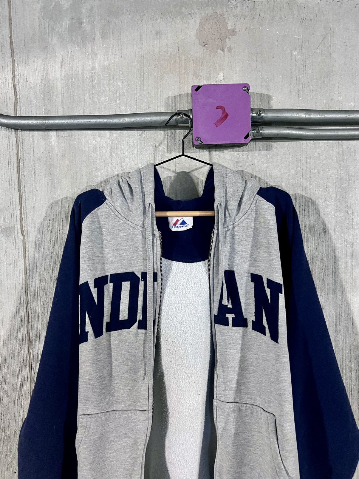 Majestic 💙 Vintage Majestic Cleveland Indians Zip-Up Hoodie 💙 Size US XL / EU 56 / 4 - 4 Thumbnail