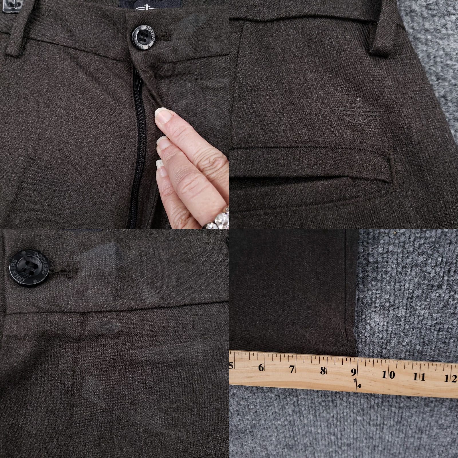 Dockers DOCKERS Dress Pants Mens 34x29 Gray Mid-Rise Straight Fit Flat Front Zip Front Slacks Size US 34 / EU 50 - 8 Thumbnail
