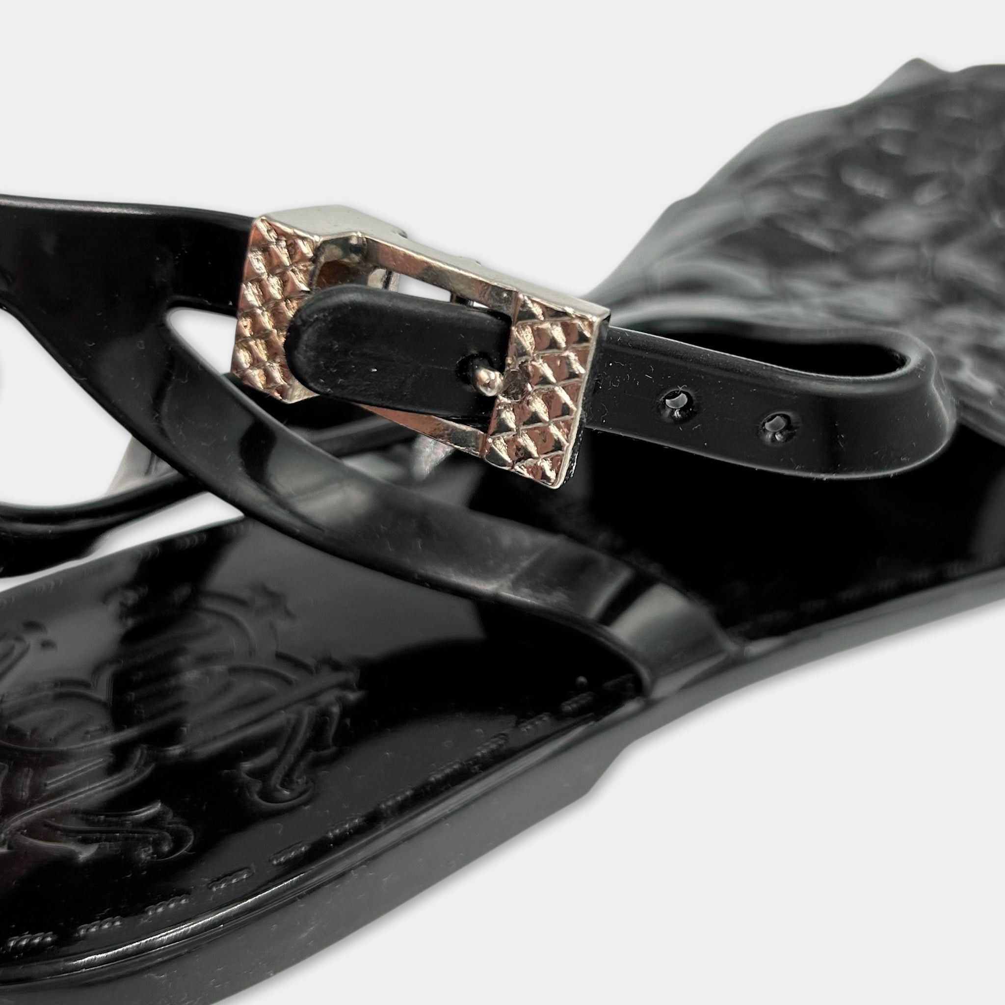 Just Cavalli Just Cavalli Black Crocodile Texture Sandals Size US 11 / IT 41 - 3 Thumbnail