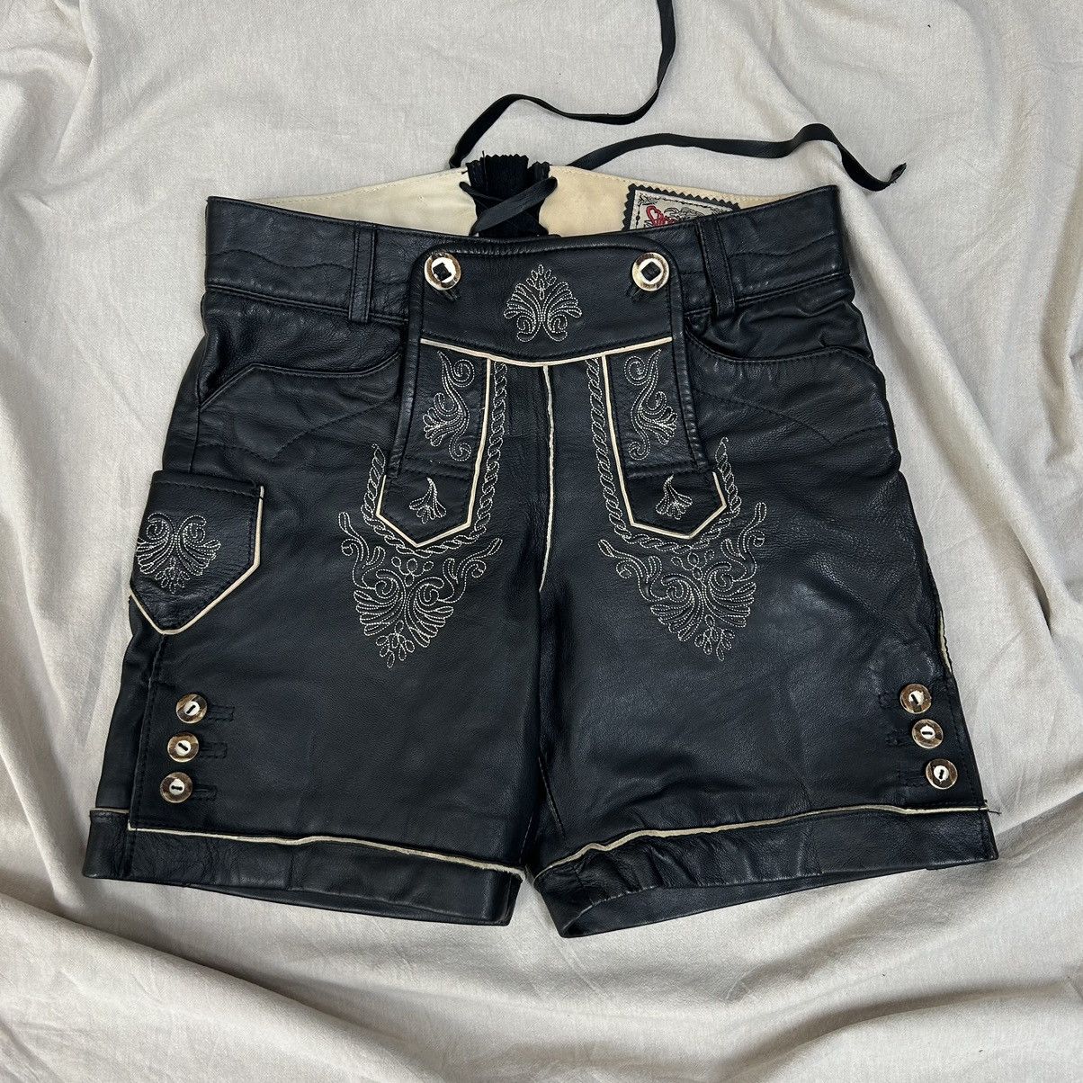 image of Insane Vintage Leather Shorts in Black, Women's (Size 24)