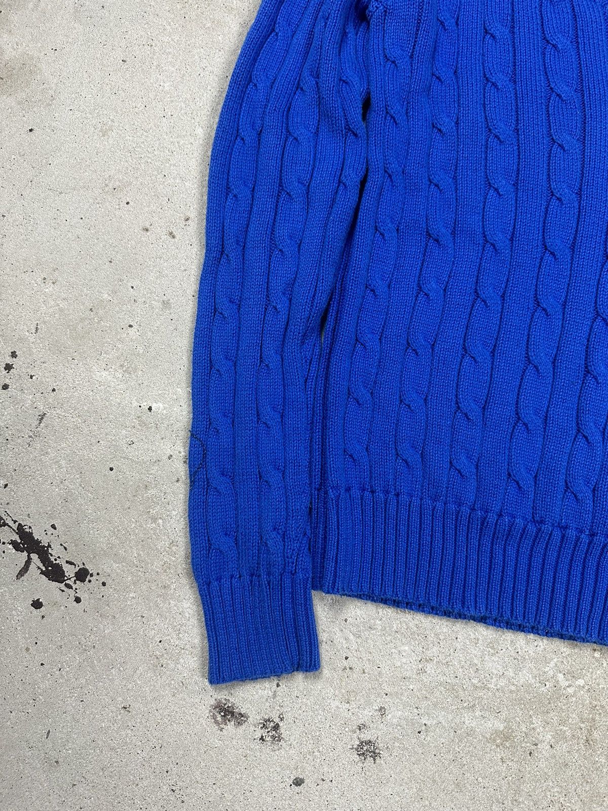 Polo Ralph Lauren × Vintage Vintage Y2K Polo Ralph Lauren Cable Knit V Neck Sweater Blue Size US XS / EU 42 / 0 - 3 Thumbnail