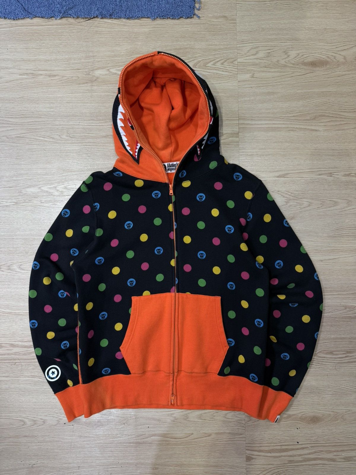90's BATHING APE BAPE NEON WGM RARE SHARKY2K FULL ZIP HOODIE