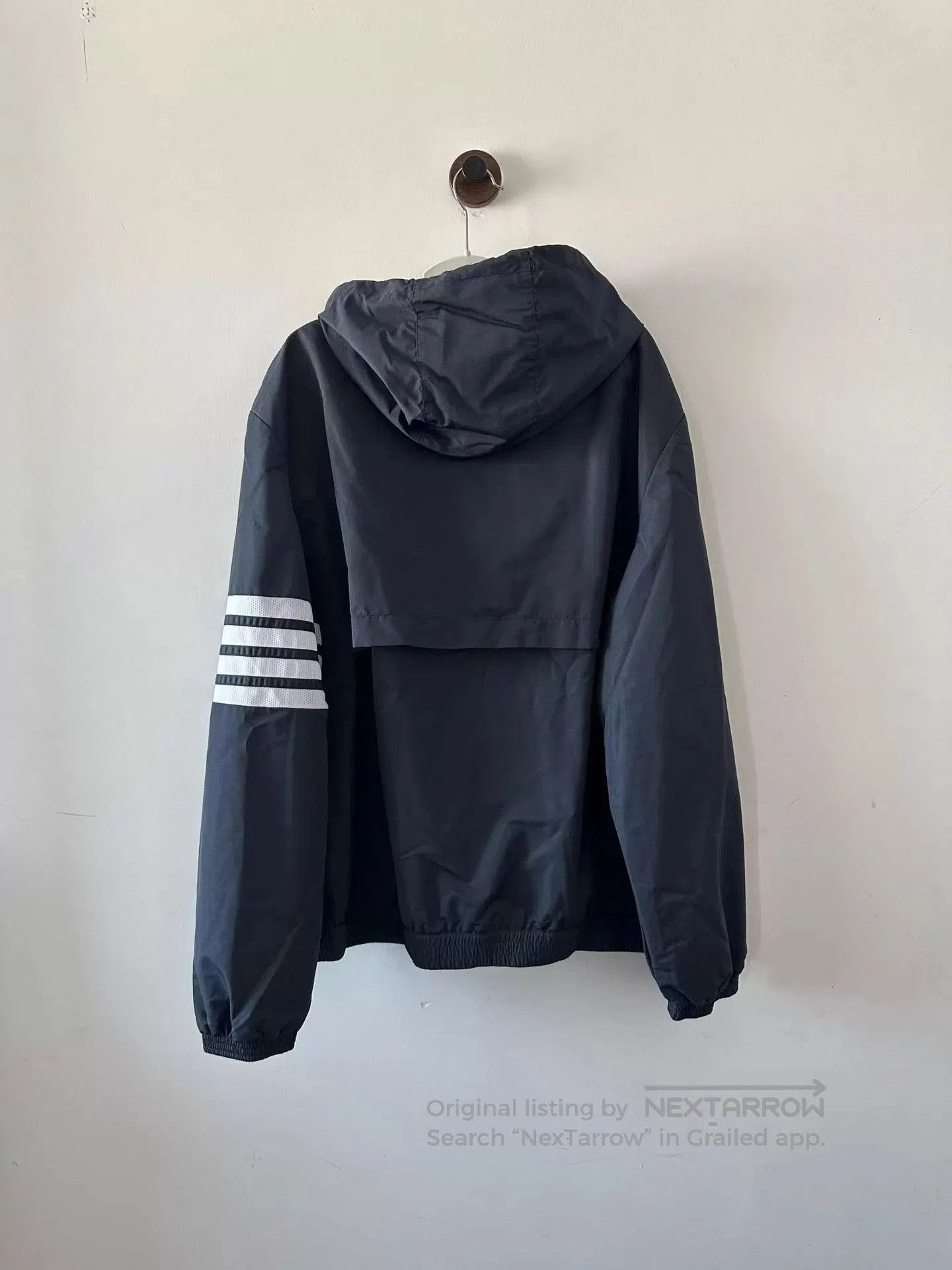 Thom Browne Black Hooded Light Jacket with Striped Sleeves. Size US XL / EU 56 / 4 - 2 Thumbnail