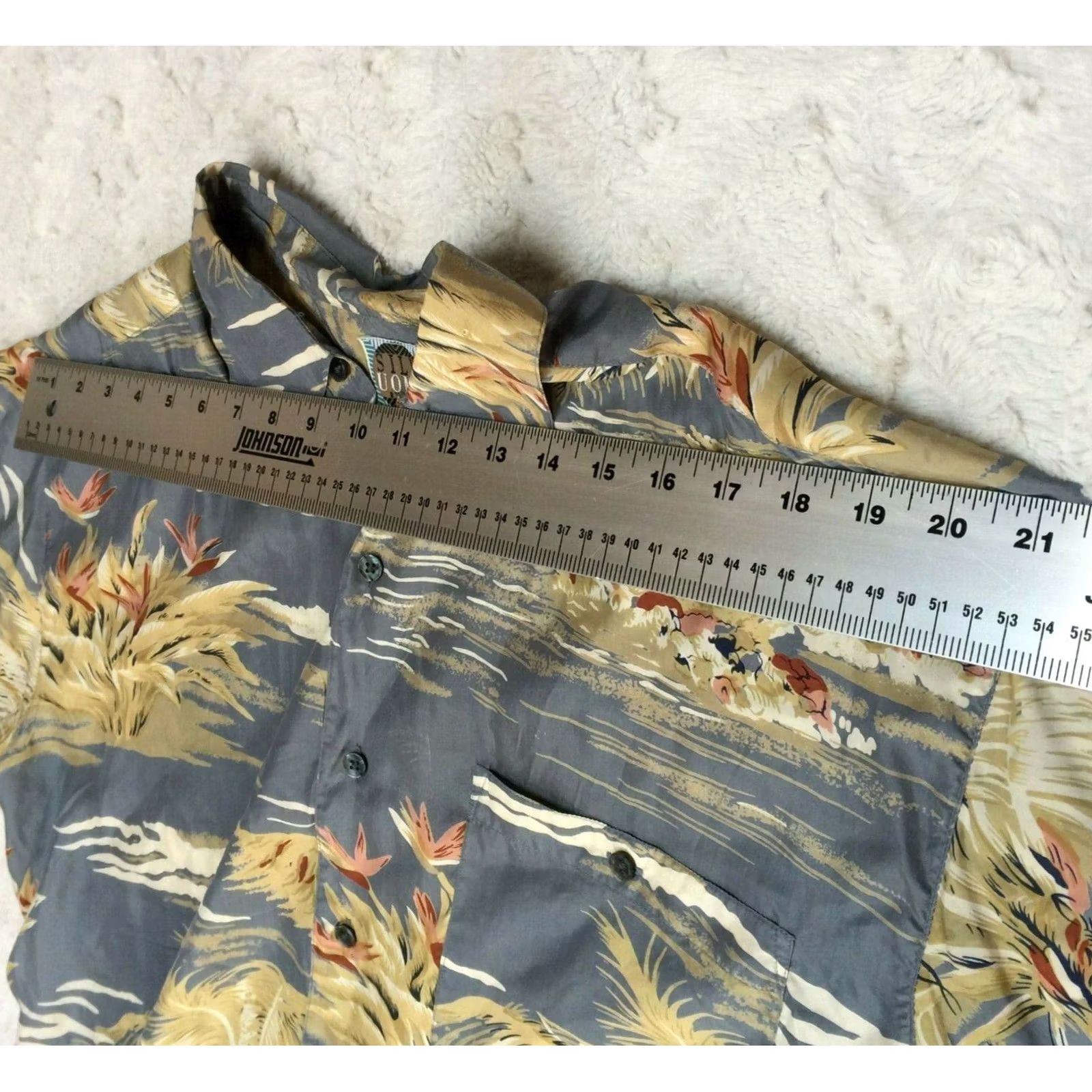 Vintage Silk Uomo Mens Large Palm Tree Button Up Hawaiian Shirt Short Sleeve Blue Size US L / EU 52-54 / 3 - 5 Thumbnail