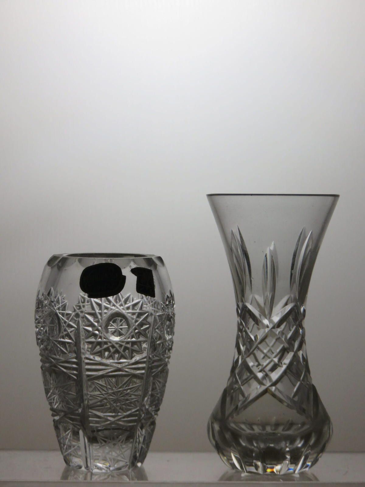 The Unbranded Brand Vintage Crystal Cut Glass Set of 2 Vases 4 1/4" Size ONE SIZE - 3 Thumbnail