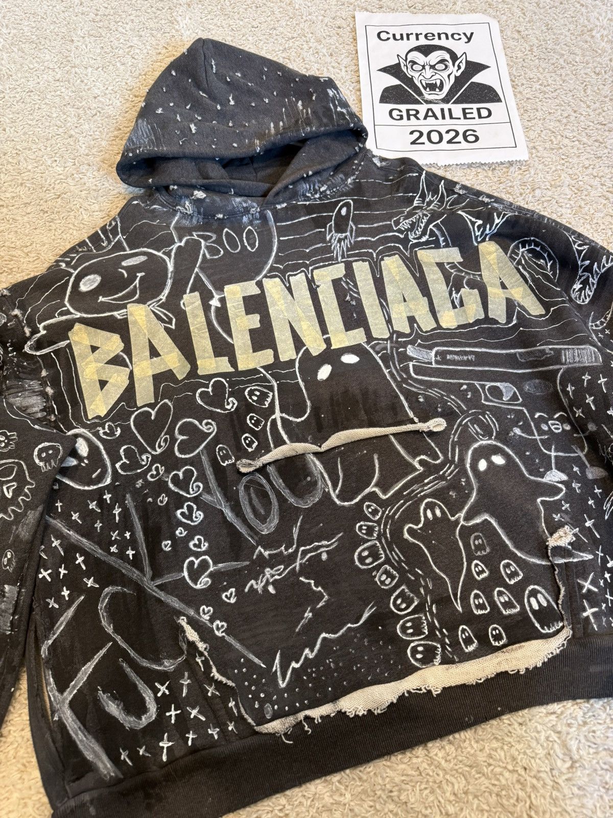 Balenciaga Balenciaga X HOWCOLE ends.rp CUSTOM TAPE HOODIE 1of1 Size US S / EU 44-46 / 1 - 8 Thumbnail