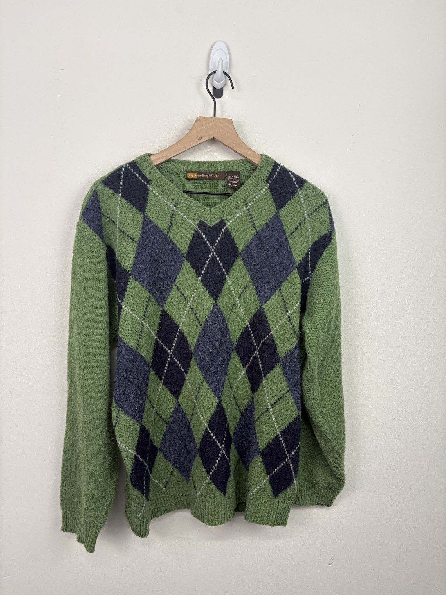 Other Vintage Knit Fleece Retrokit Plaid V Neck Cardigan Size US L / EU 52-54 / 3 - 1 Thumbnail