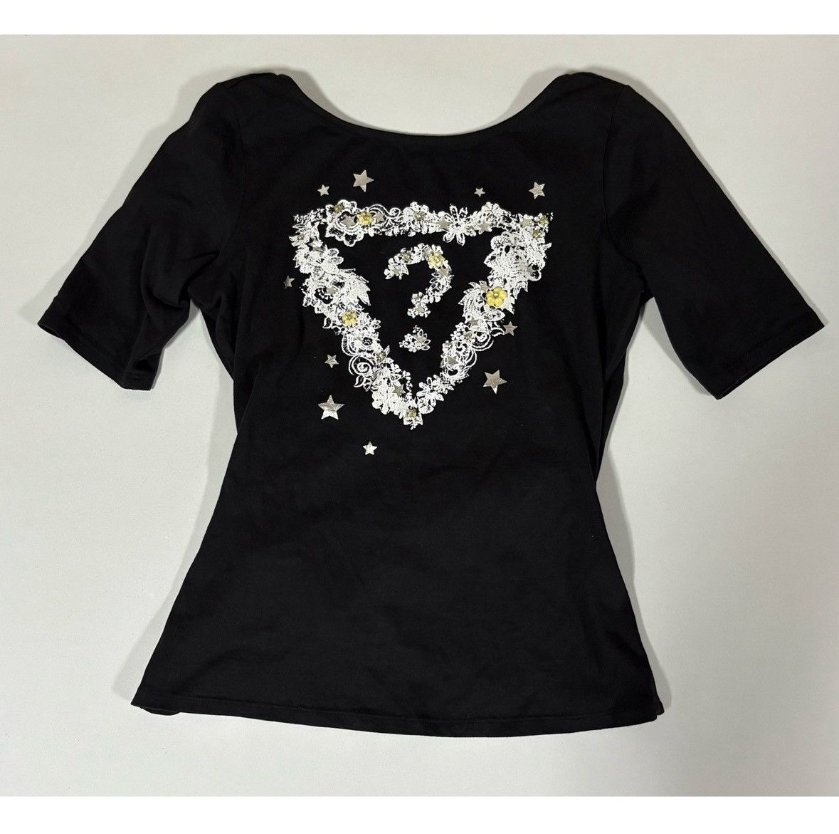 Guess Guess Black Question Mark Logo Shirt Top Blouse Size S 🖤✨ Size S / US 4 / IT 40 - 1 Thumbnail
