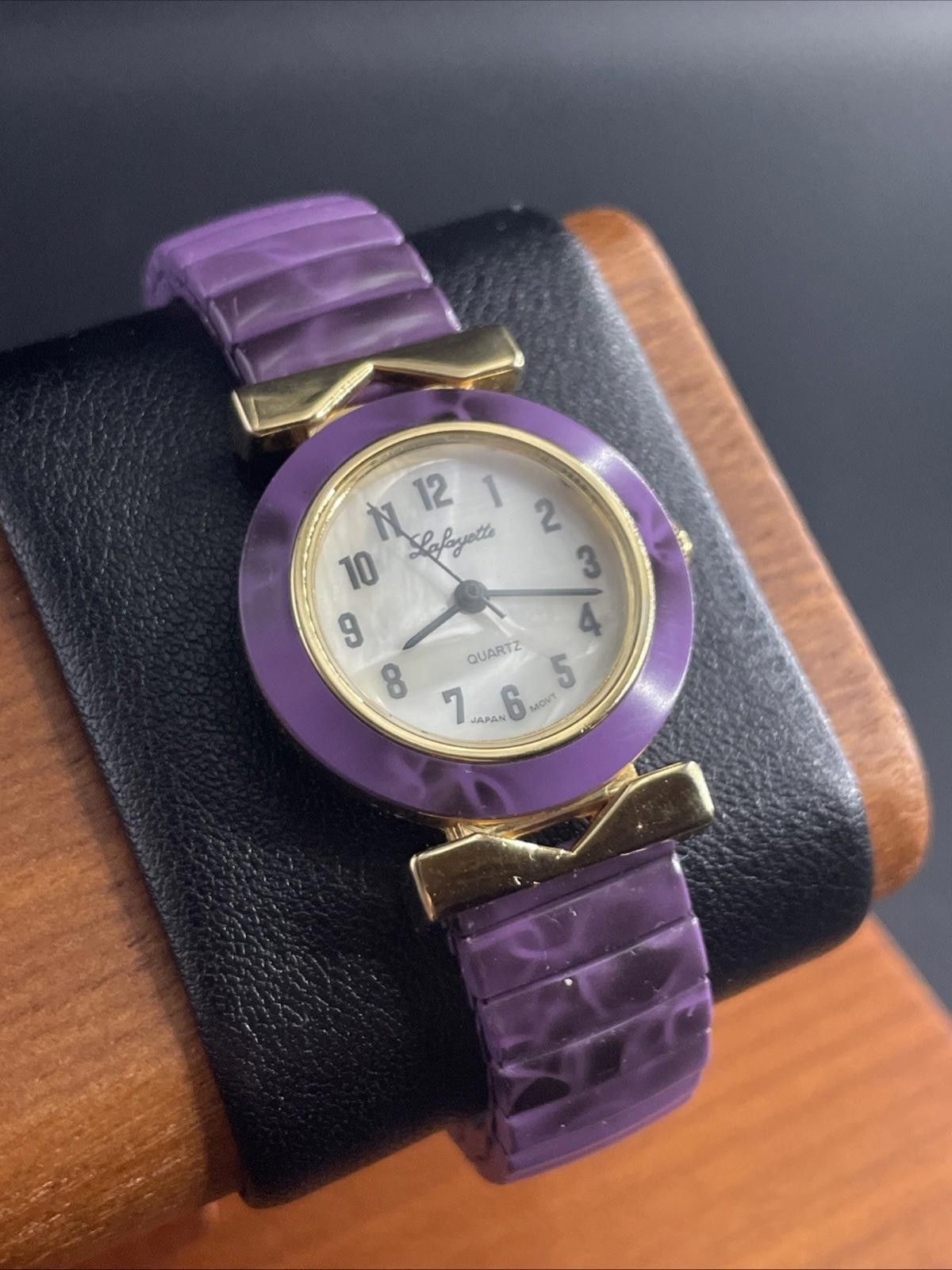 Lafayette 148 Lafayette Quartz Watch MOP Dial Purple Band & New Batt Size ONE SIZE - 1 Thumbnail