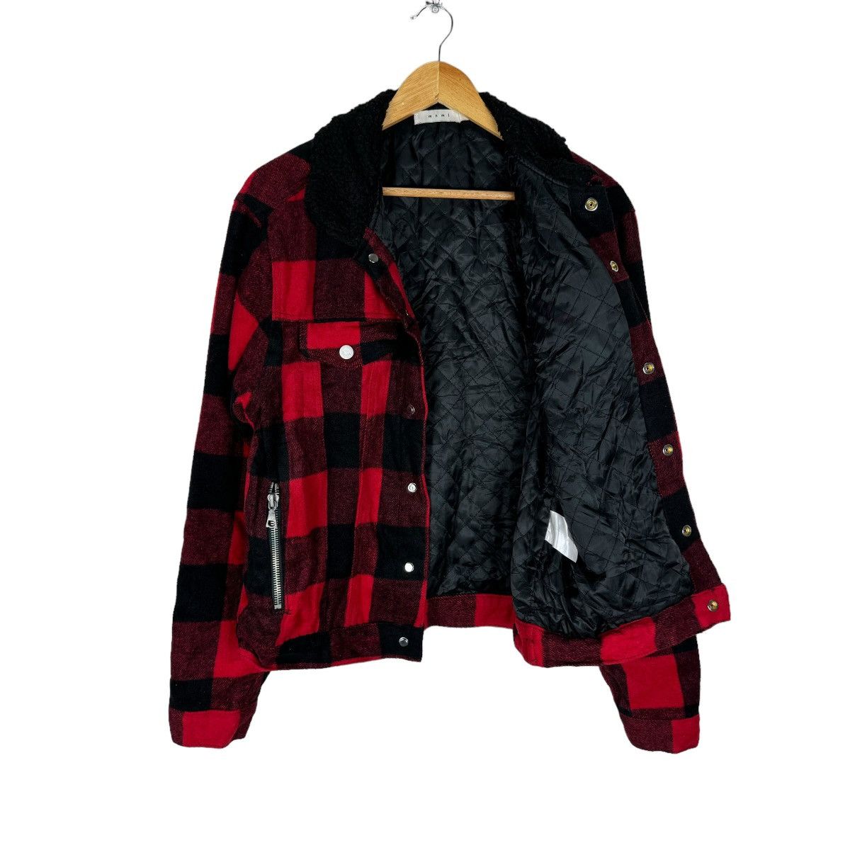 Japanese Brand ☀️MNML BIKERS RED TARTAN BUTTON JACKET Size US L / EU 52-54 / 3 - 7 Thumbnail