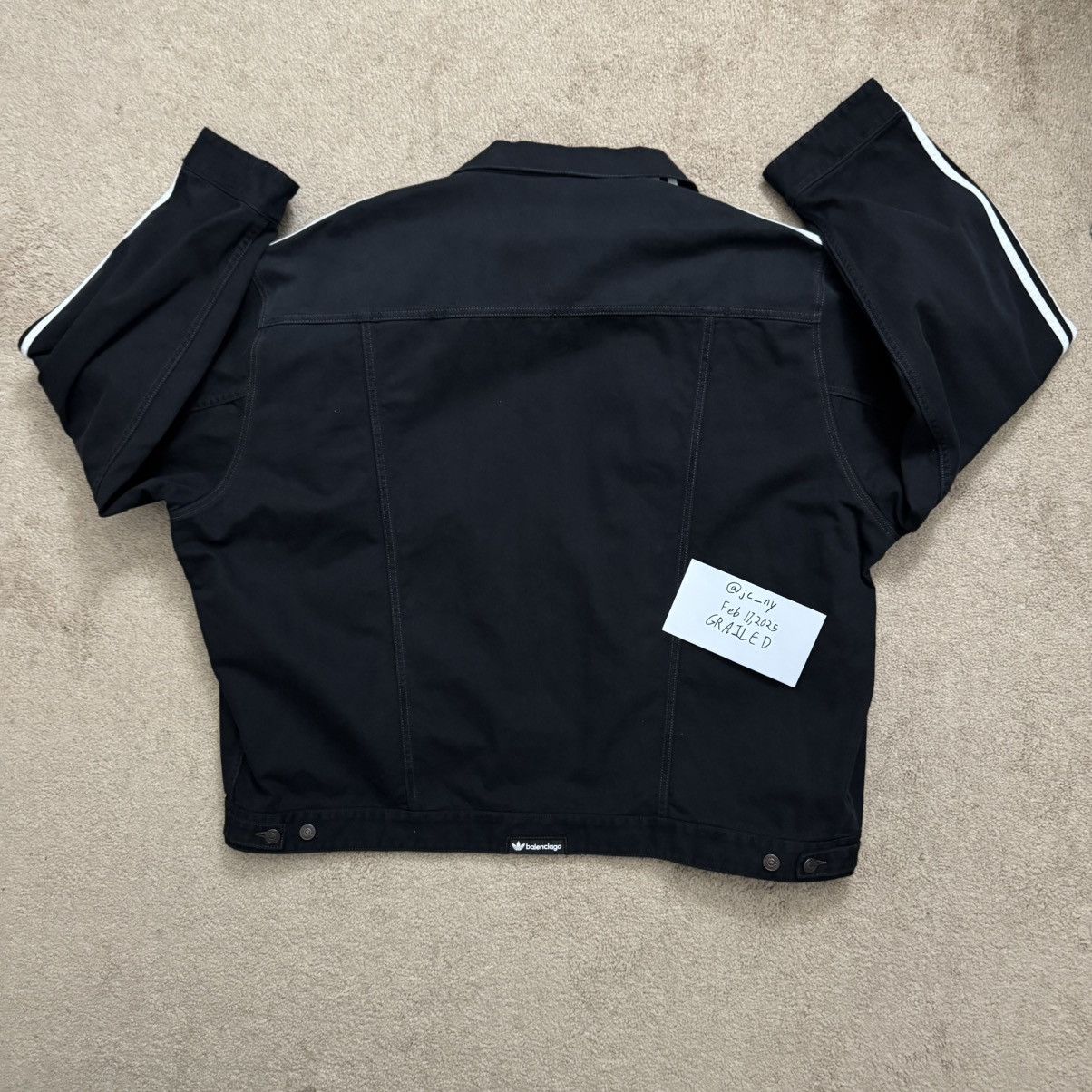 Balenciaga Balenciaga x Adidas Oversized Black Denim Jacket Size US XL / EU 56 / 4 - 2 Thumbnail