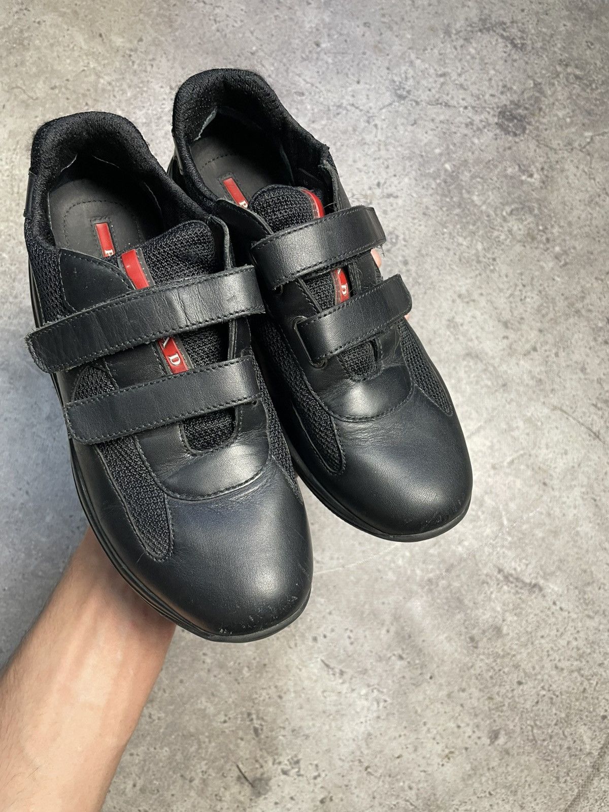Prada Prada Americas Cup Red Tab Low-Top Leather/Neylon Sneakers Size US 5 / IT 35 - 3 Thumbnail