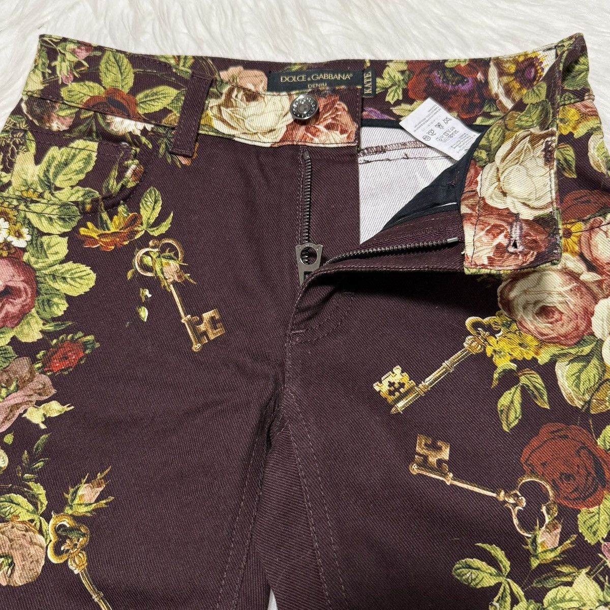 Dolce & Gabbana Authentic Dolce & Gabbana Floral & Key Design Denim Jeans 36 Size 25" / US 0 / IT 36 - 10 Thumbnail