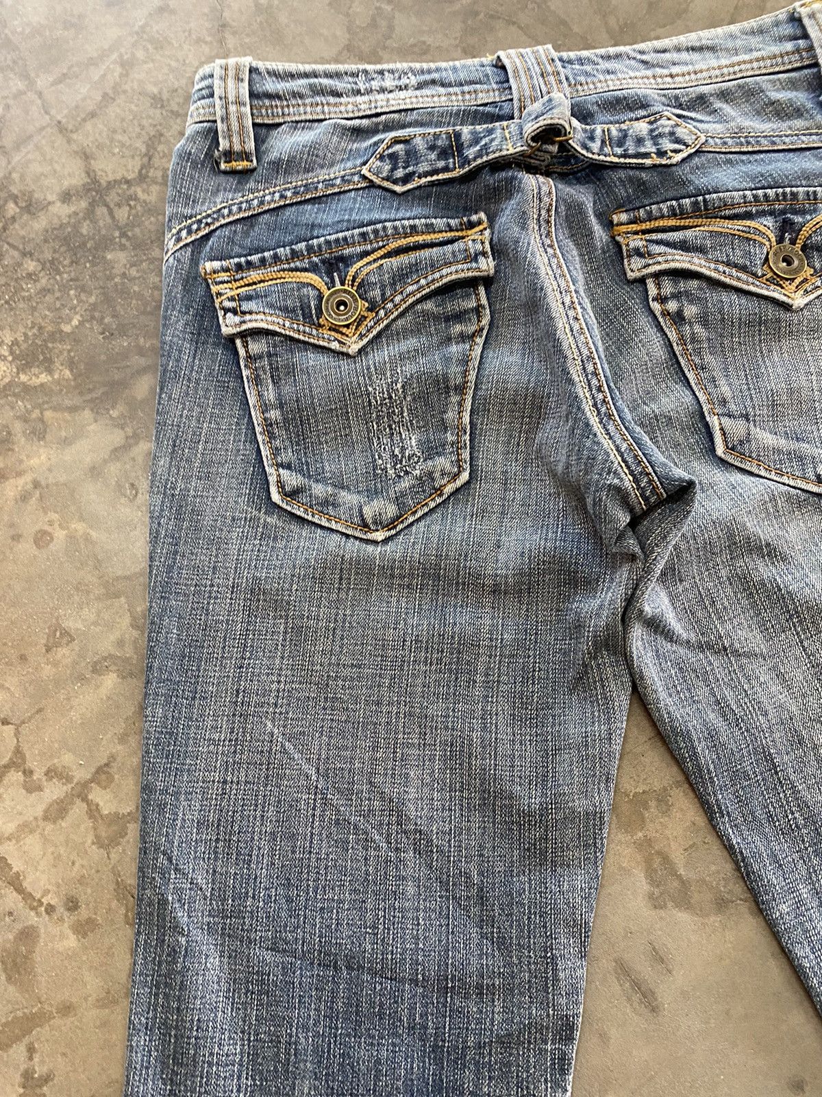 Hysteric Glamour × Japanese Brand Flare Jeans Rush Hour Wash Blue Distressed Size US 31 - 4 Thumbnail