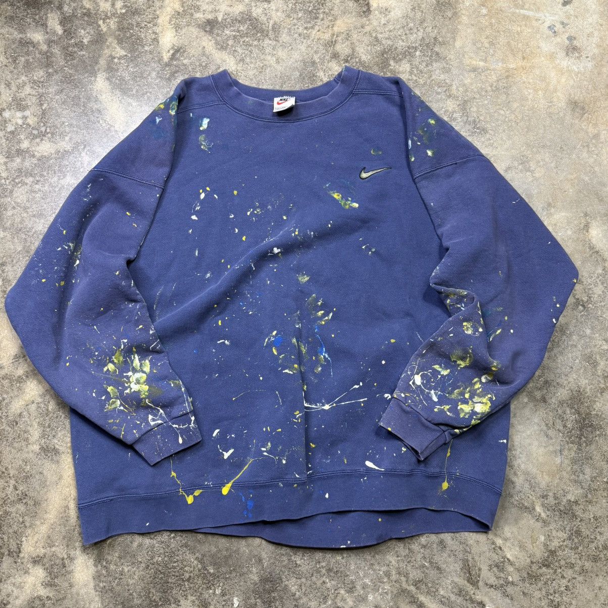 Nike vintage nike 90s painter baggy navy blue sweatshirt Size US XXL / EU 58 / 5 - 1 Thumbnail