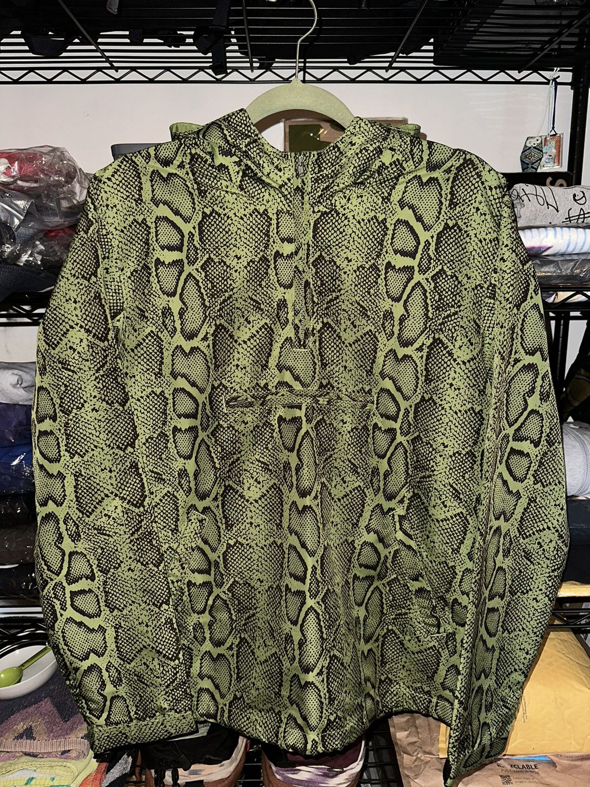 image of Supreme Snakeskin Zip Pullover in Green, Men's (Size Medium)