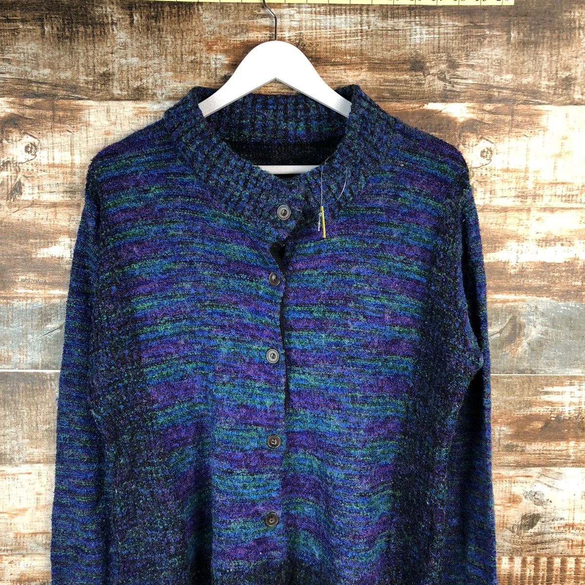 Japanese Brand Cheek Blue Patterned Cardigan knitwear #A1538 Size M / US 6-8 / IT 42-44 - 5 Thumbnail