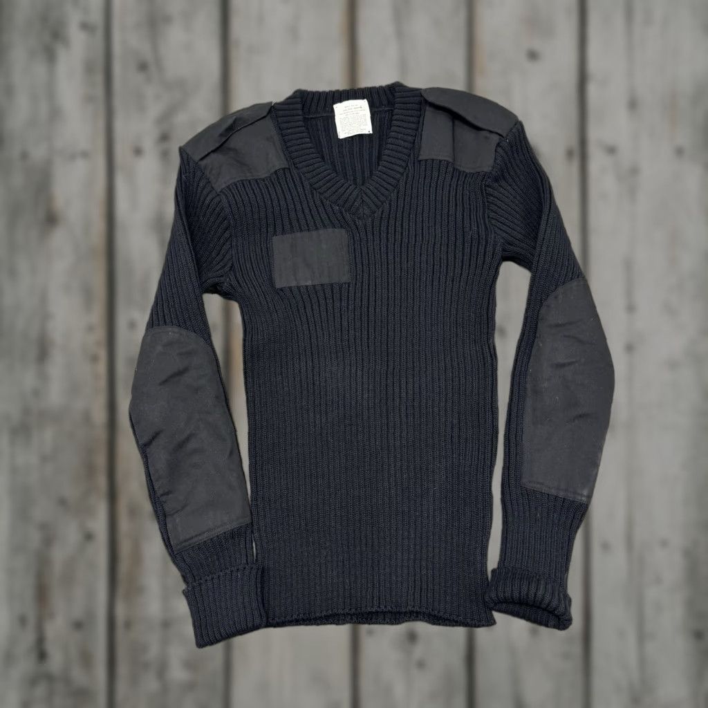 Commando VINTAGE Commando Sweater Men Long Sleeve Black Crew Neck M PullOver Elbow Patch Military Wooly Bean 40? Size US M / EU 48-50 / 2 - 1 Thumbnail