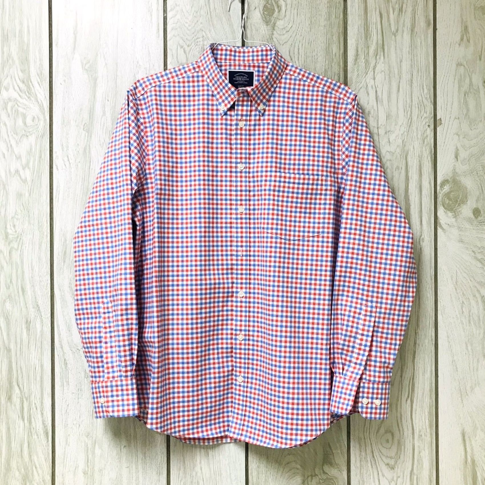 Charles Tyrwhitt Charles Tyrwhitt Men Gingham Plaid Slim Fit Non-Iron Button Long Sleeve Shirt L Size US L / EU 52-54 / 3 - 2 Thumbnail