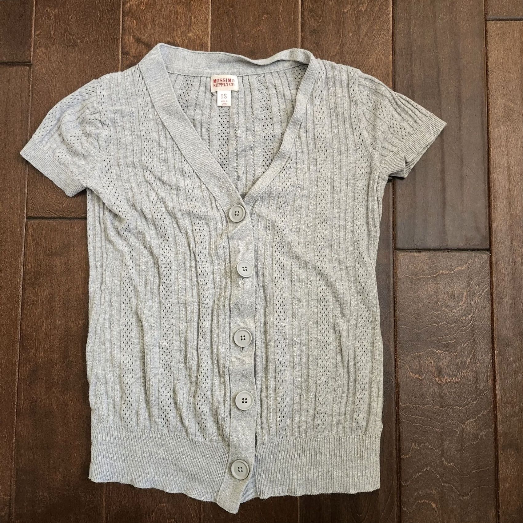 Mossimo Mossimo Supply Cardigan Women's Gray Button Up Pocket Knit Sweater - Size S Size S / US 4 / IT 40 - 2 Thumbnail