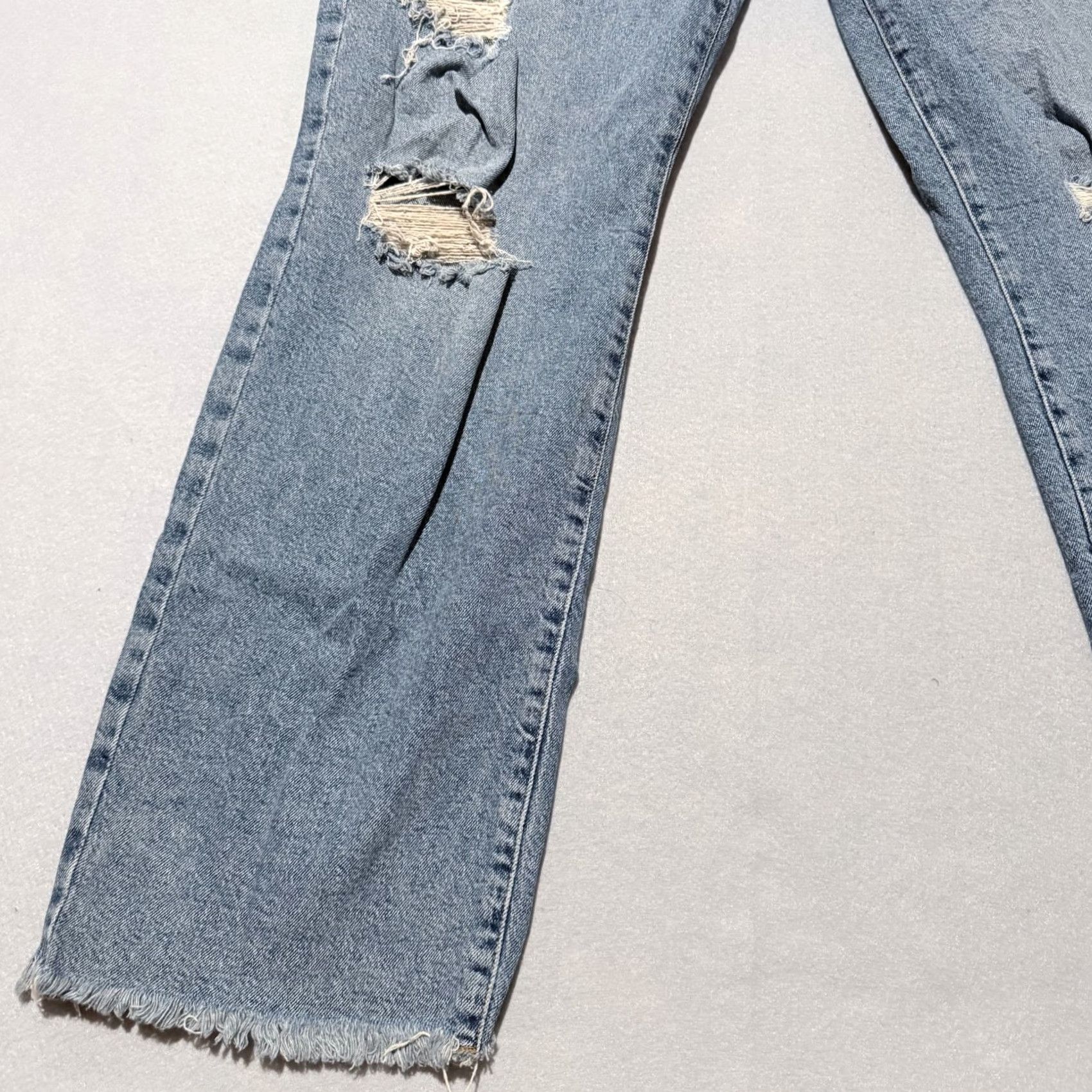 Forever 21 Forever 21 Ex-Boyfriend Jeans Women's Blue Denim Distressed Frayed Zip Fly 18 Jeans Womens Boys Girls Mens Size 40" / US 18 - 5 Thumbnail