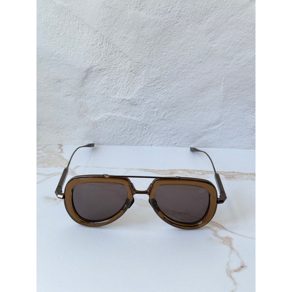 Valentino NEW Valentino V-Story VLS129-D Nude Brown Aviator Sunglasses Size ONE SIZE - 3 Thumbnail