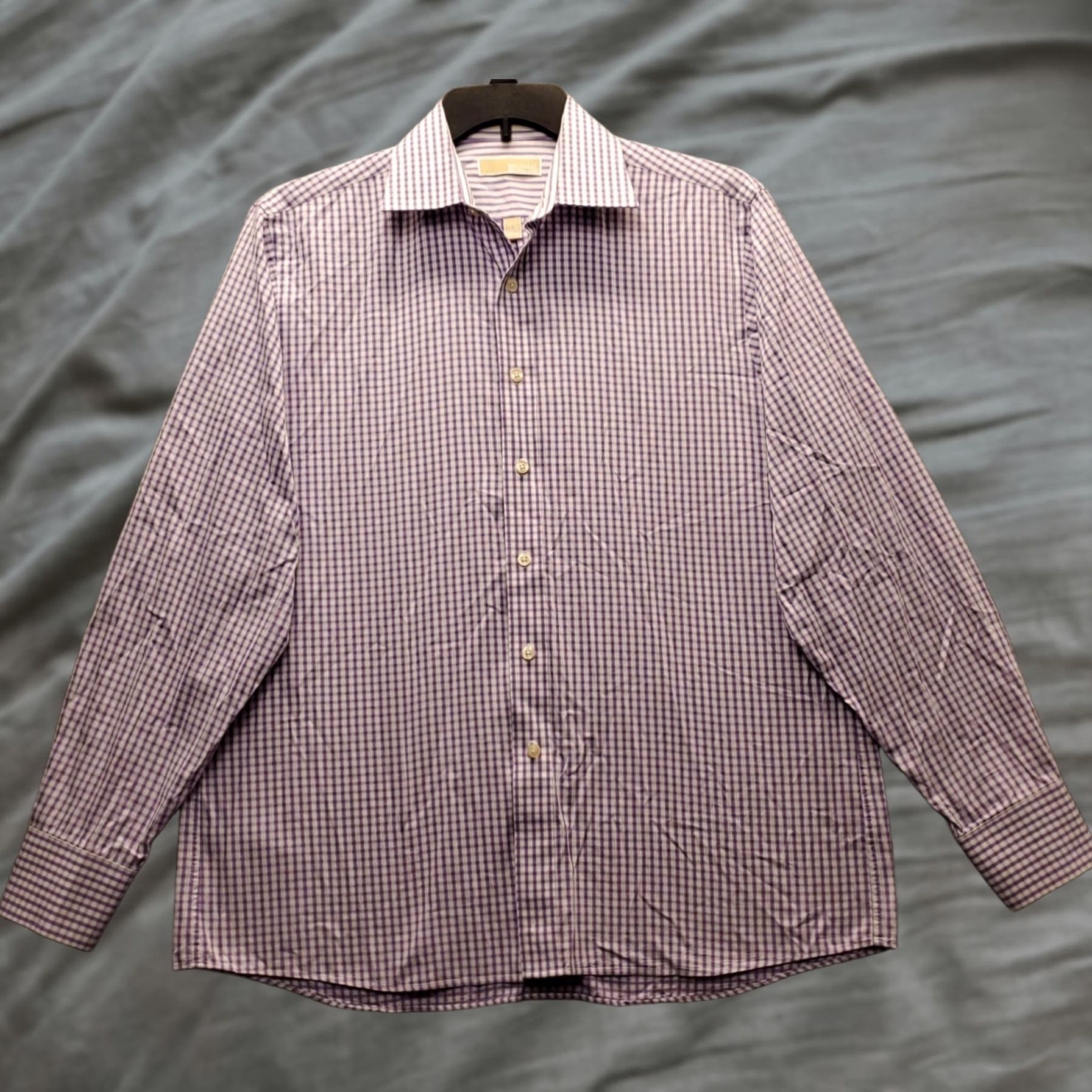 Michael Kors Michael Kors Dress Shirt Mens L Multi Plaid Long Sleeve Regular Button Up Size 42R - 1 Thumbnail