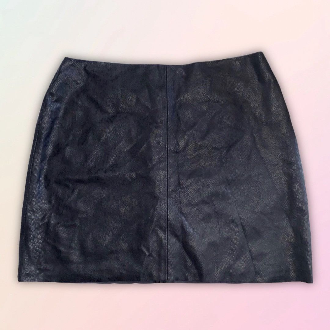 Vintage Retro, Britt Ryan, Black, Faux Snake Skin, Mini Skirt Size 28" / US 6 / IT 42 - 1 Thumbnail