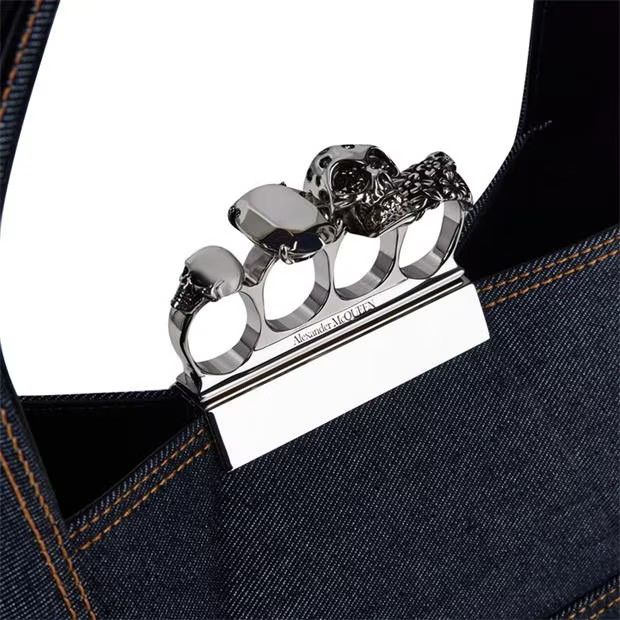 Alexander McQueen o1g2r1mq0824 Size: OS / The Jewelled Hobo Bag Denim Blue Size ONE SIZE - 3 Thumbnail