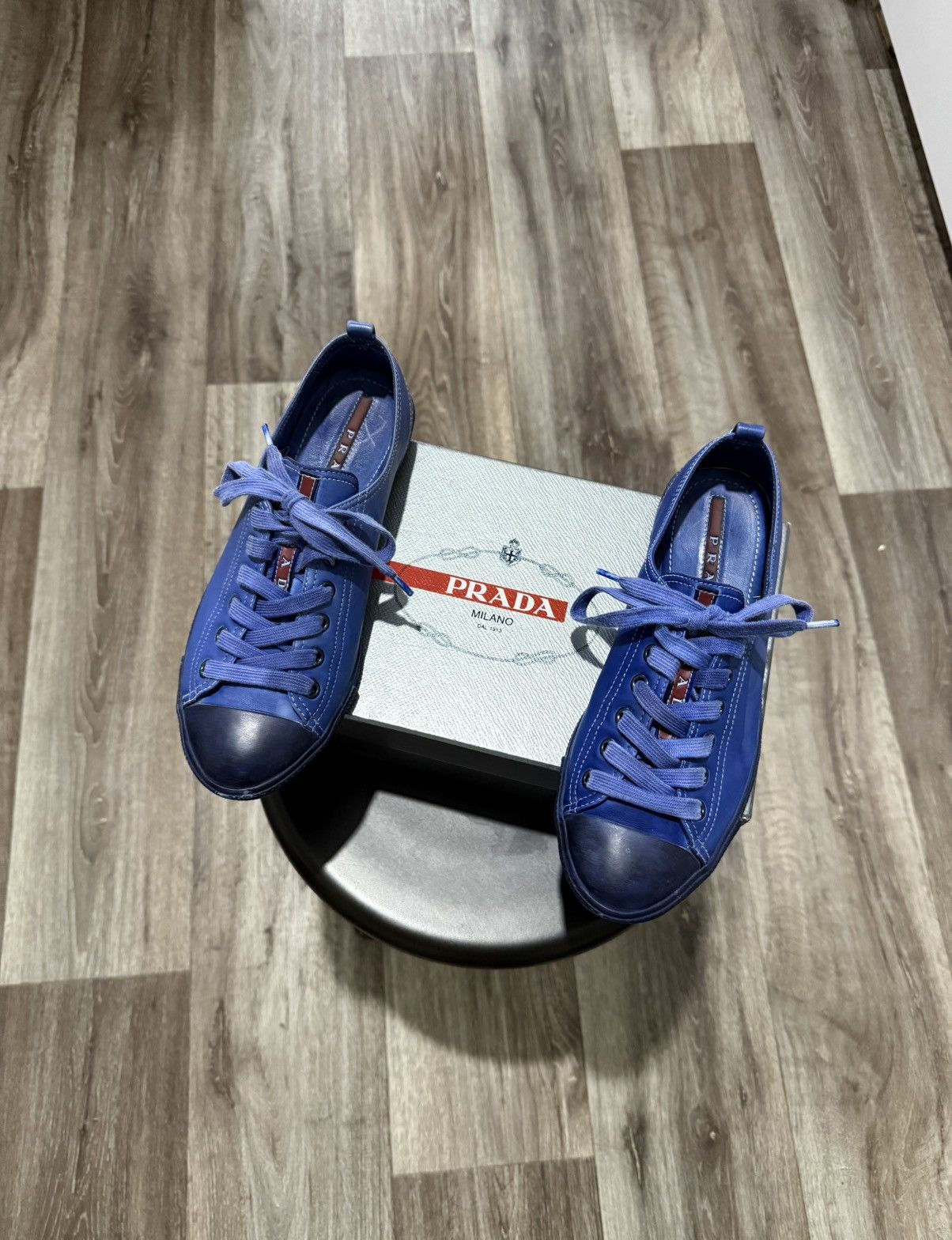 Prada NEW PRADA LEATHER SNEAKERS LOW-TOP BLUE RARE CHANGE COLOR Size US 8 / IT 38 - 2 Thumbnail