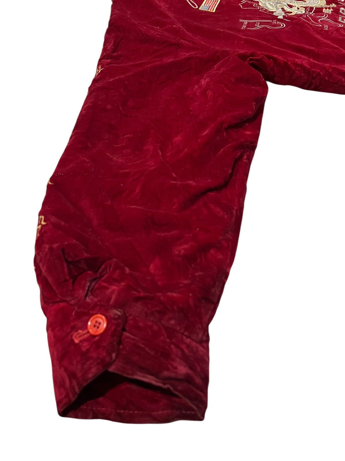 Japanese Brand 🇯🇵 VINTAGE DRAGON TOUR SUKAJAN JAPAN RED VELVET BOMBER JACKET Size US L / EU 52-54 / 3 - 13 Thumbnail