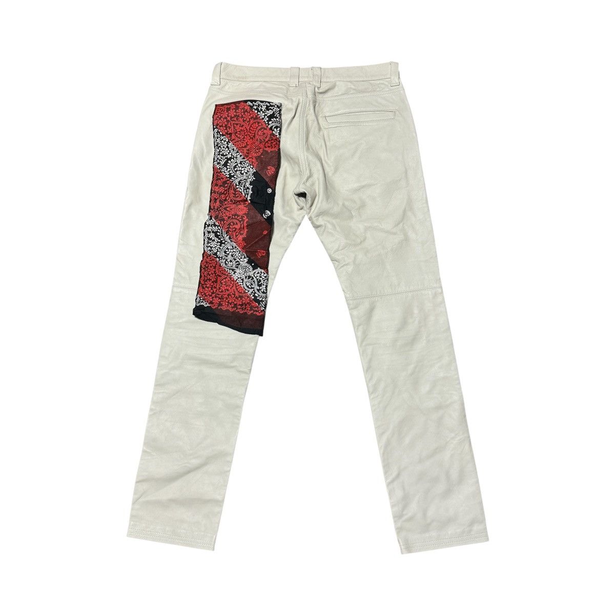 Blackmeans BLACKMEANS X FLAGSTUFF WHITE BANDANA LEATHER BIKER PANTS Size US 32 / EU 48 - 2 Thumbnail