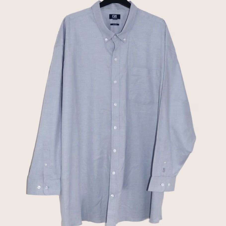 Cutter & Buck Cutter & Buck Shirt 5XB Oxford Blue Mens Easy Care Button Down Pre Loved Size US XXL / EU 58 / 5 - 1 Thumbnail