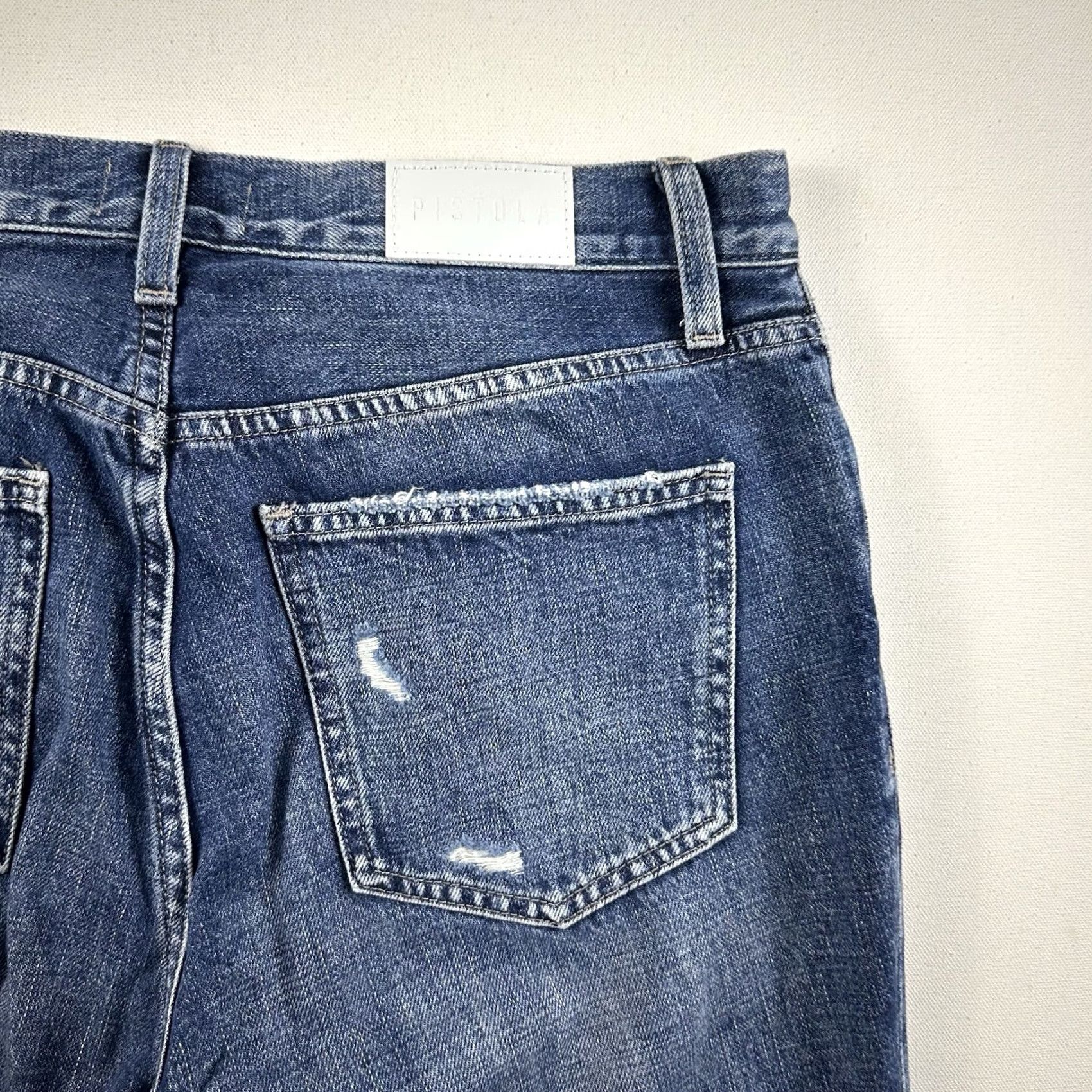 Pistola Pistola Jeans Distressed High-Rise Wide-Leg Ankle 28 Blue Womens Size 28 Jeans Bobbie Distressed Wide-Leg Blue Size 28" / US 6 / IT 42 - 6 Thumbnail