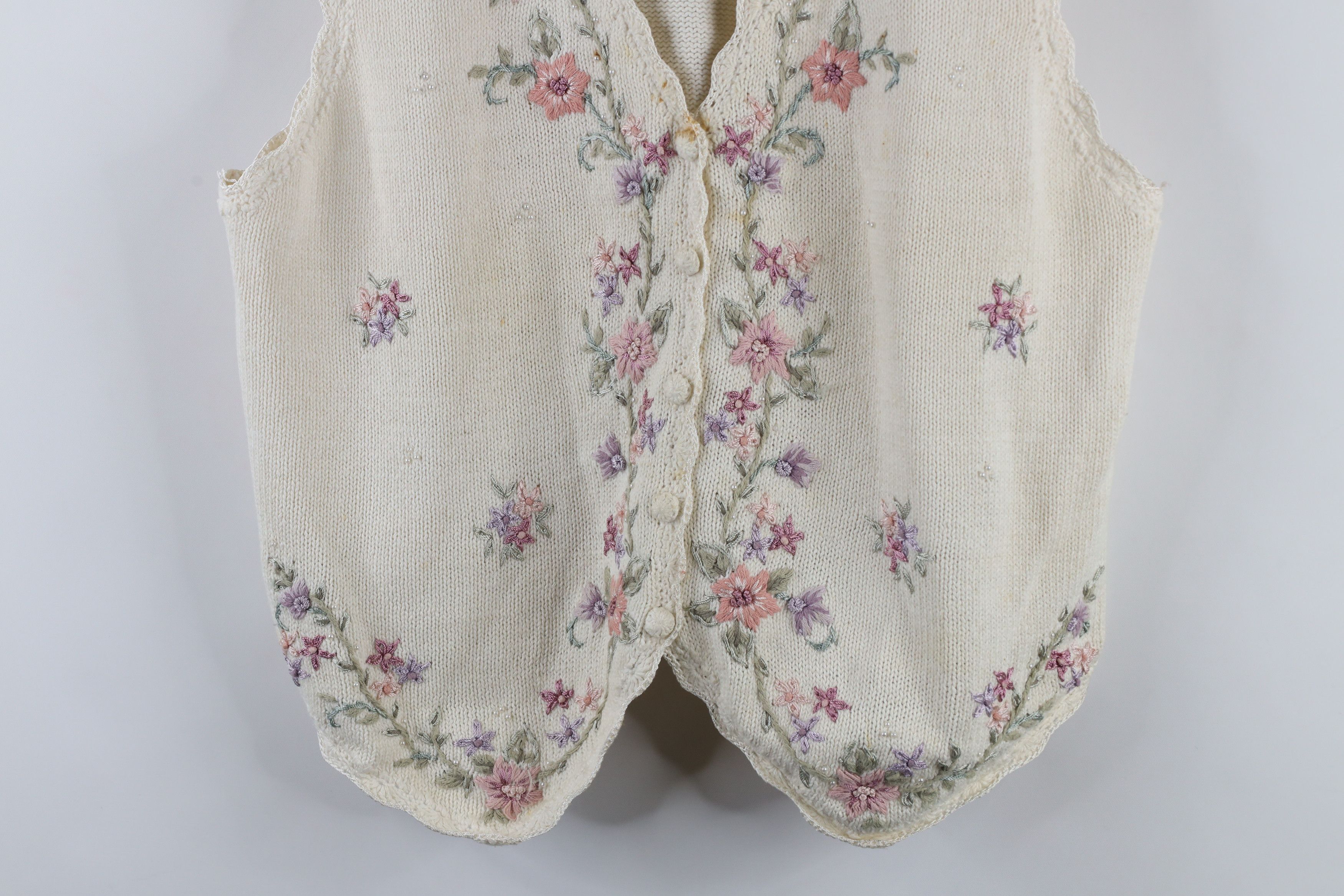 Vintage Vintage 90s Streetwear Flower Cardigan Sweater Vest Size L / US 10 / IT 46 - 3 Thumbnail