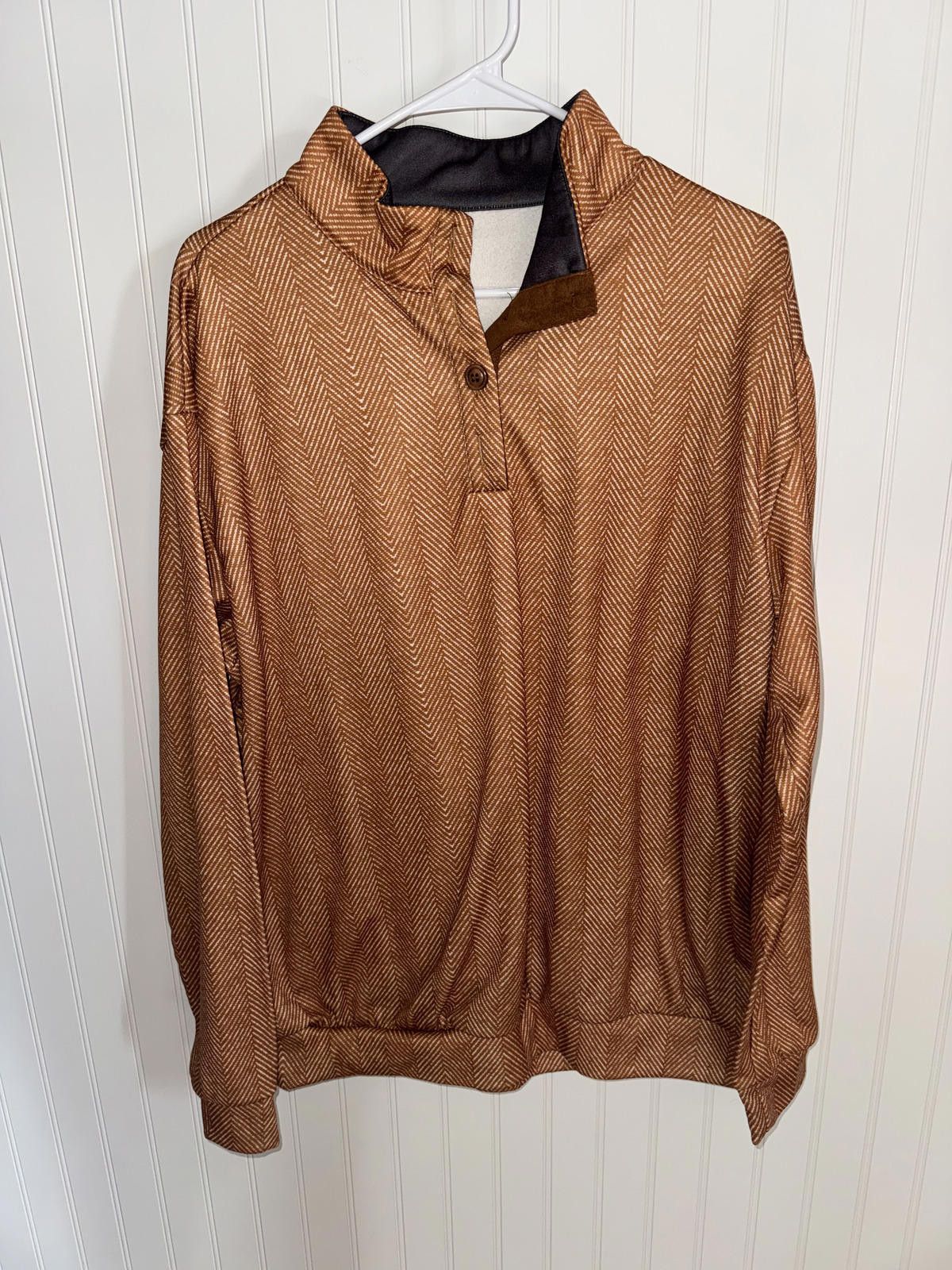 Unknown London Men's Brown Herringbone Pullover Jacket Size L Size US L / EU 52-54 / 3 - 1 Thumbnail